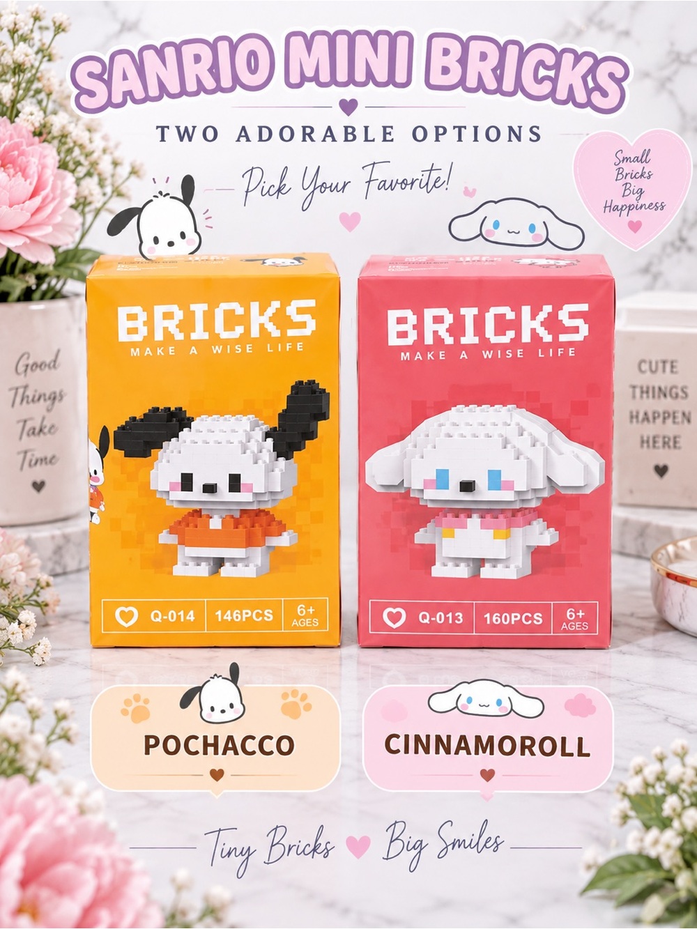 Sanrio Mini Bricks Collectible Character Building Set - Pink NIB - Picture 3 of 6